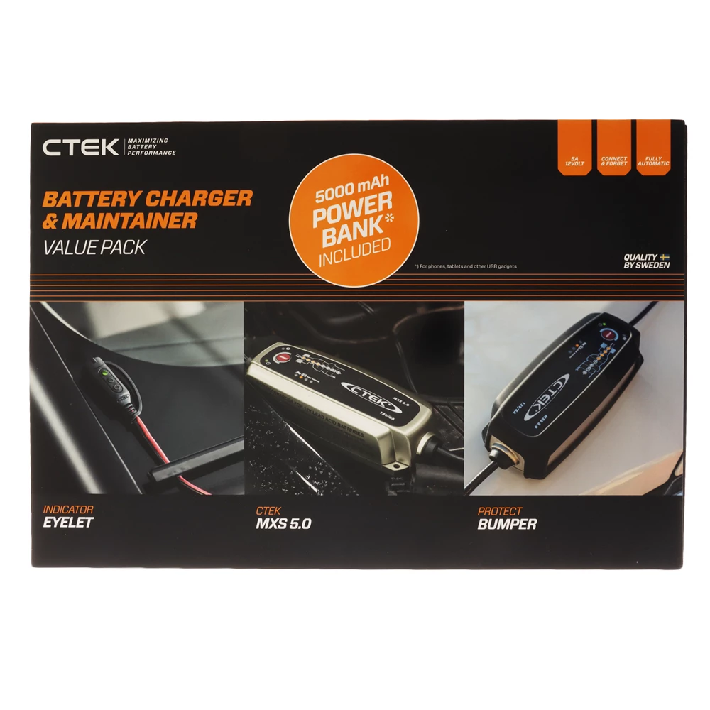 CTEK MXS 5.0 8-Stage Battery Charger Bundle Pack 12V 5A With CTEK Exclusive Powerbank 3 CTEK MXS 5.0 8-Stage Battery Charger Bundle Pack 12V 5A With CTEK Exclusive Powerbank
