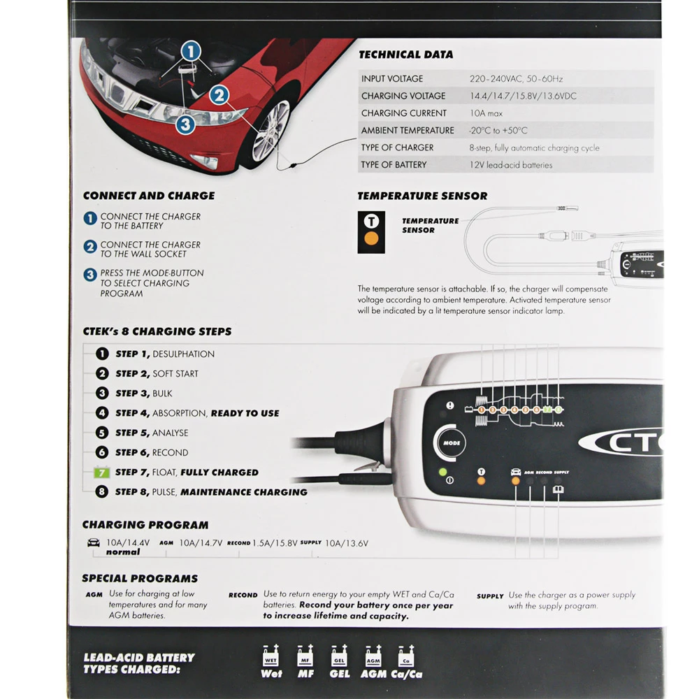 CTEK MXS 10 12V 10A 8-Stage Battery Charger 5 CTEK MXS 10 12V 10A 8-Stage Battery Charger - Image 3